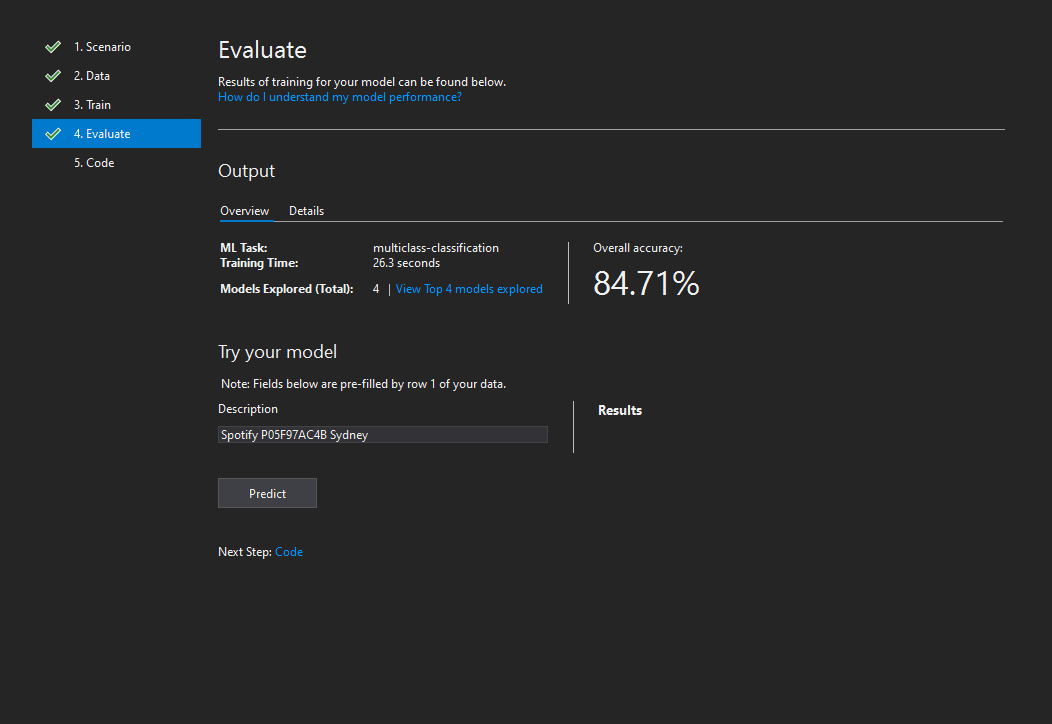 See results of training