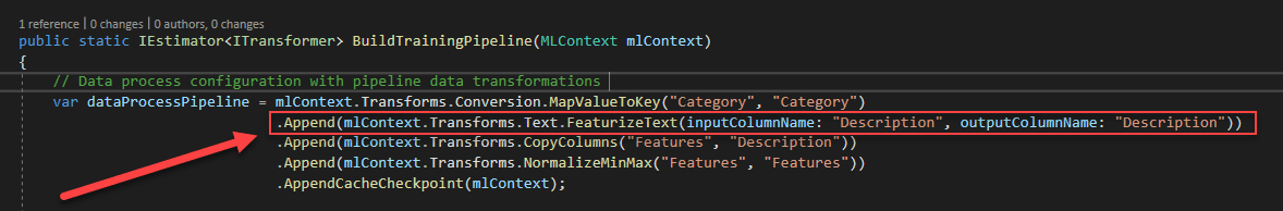 Update the Append from Categorical hash to Featurize text